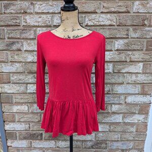 ⭐Ann Taylor red peplum flounce top XS